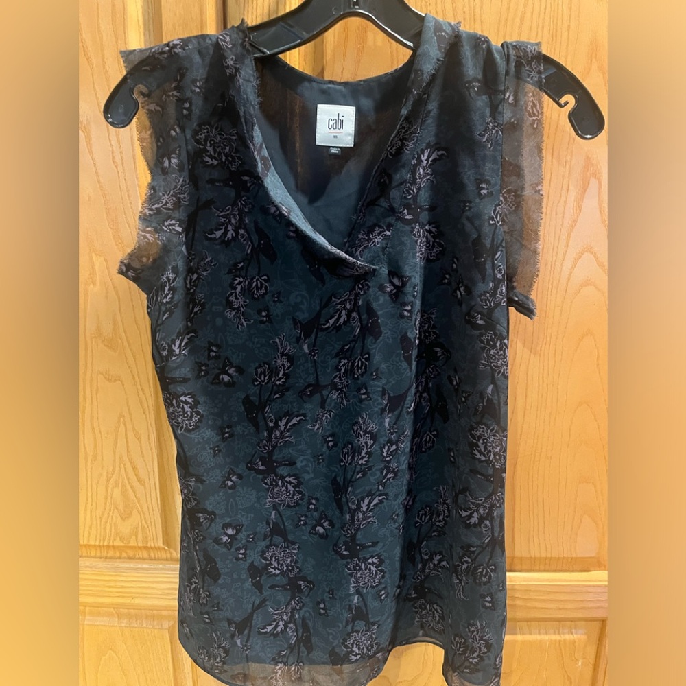 Cabi Flutter Sleeve Blouse Butterfly Print Size XS